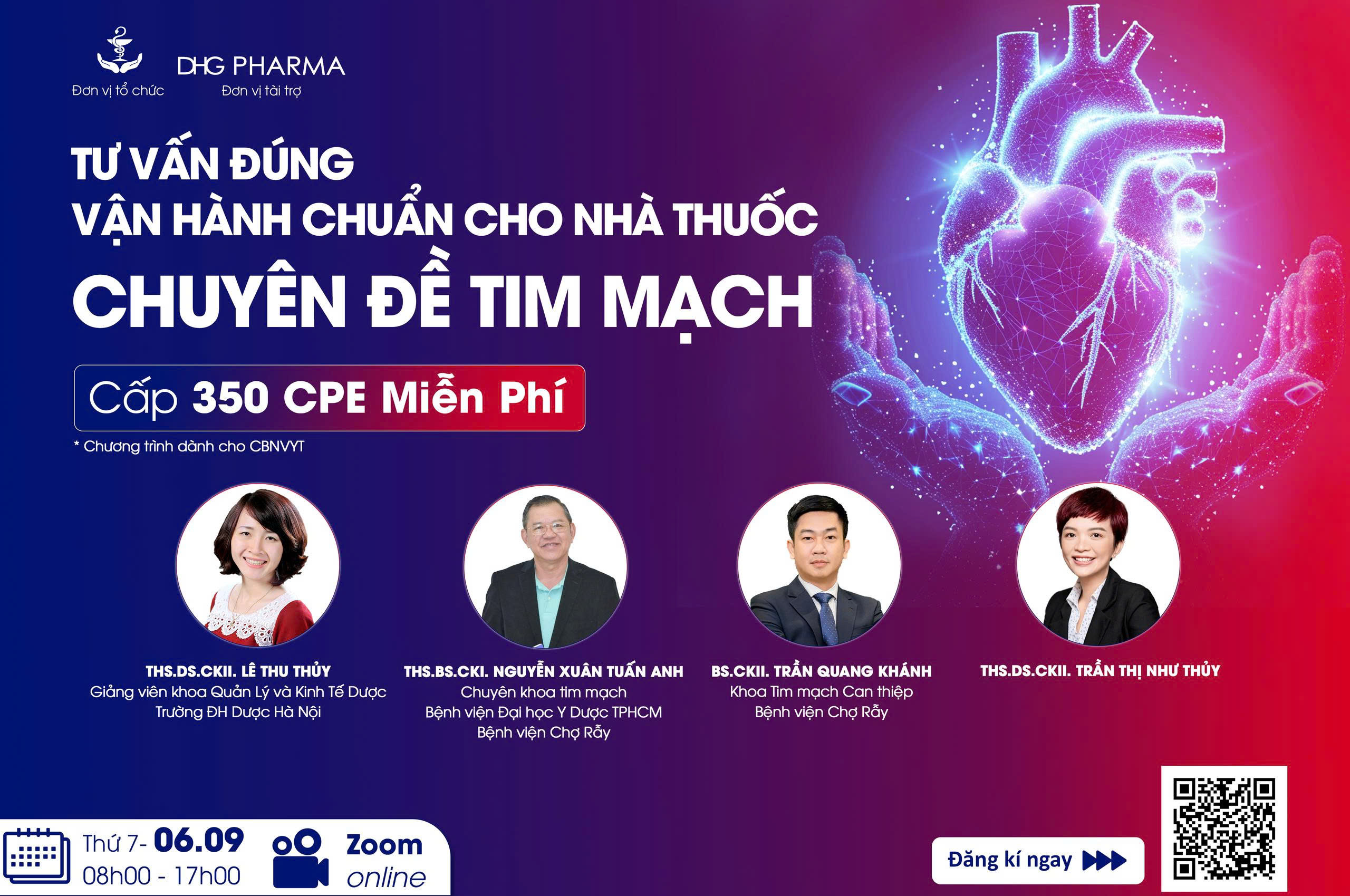 CPE CHI HỘI DƯỢC NHÀ THUỐC TP.HCM:  TƯ VẤN ĐÚNG, VẬN HÀNH CHUẨN CHO NHÀ THUỐC CHUYÊN ĐỀ TIM MẠCH